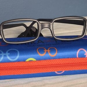Miraflex New Baby 1 NB1 Rectangular Charcoal Gray Eyeglass Frame